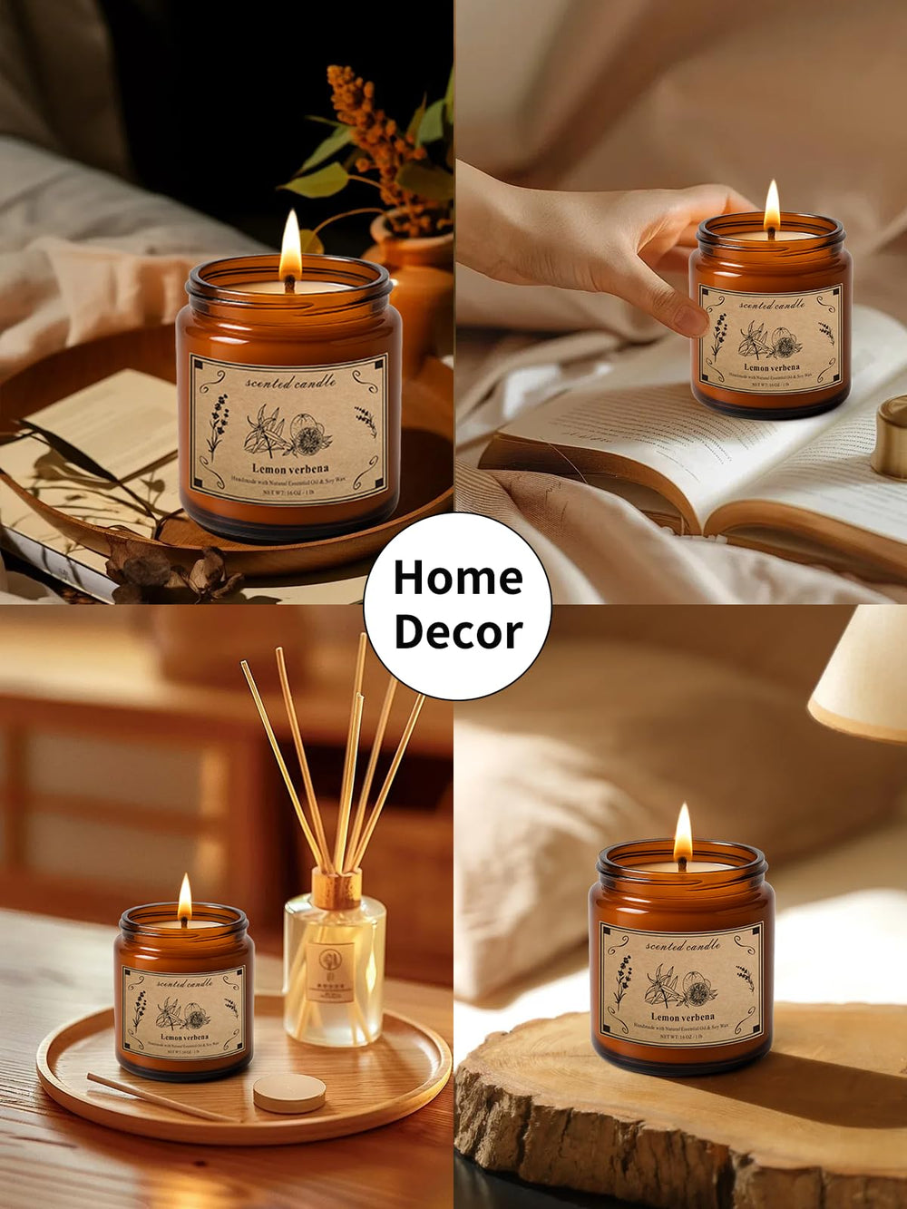 Long burn time lemon verbena scented candle