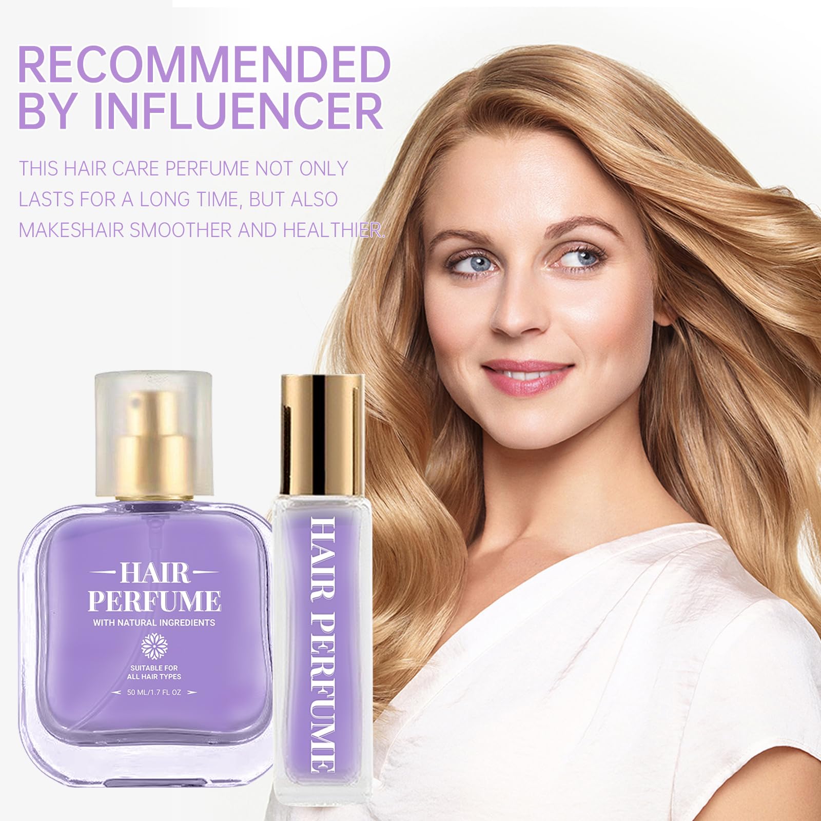 Long-lasting floral notes with jasmine and rose in Fruity Floral Hair Perfume.