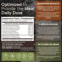 10:1 extract ratio representation for Longevity Botanicals mushroom blend