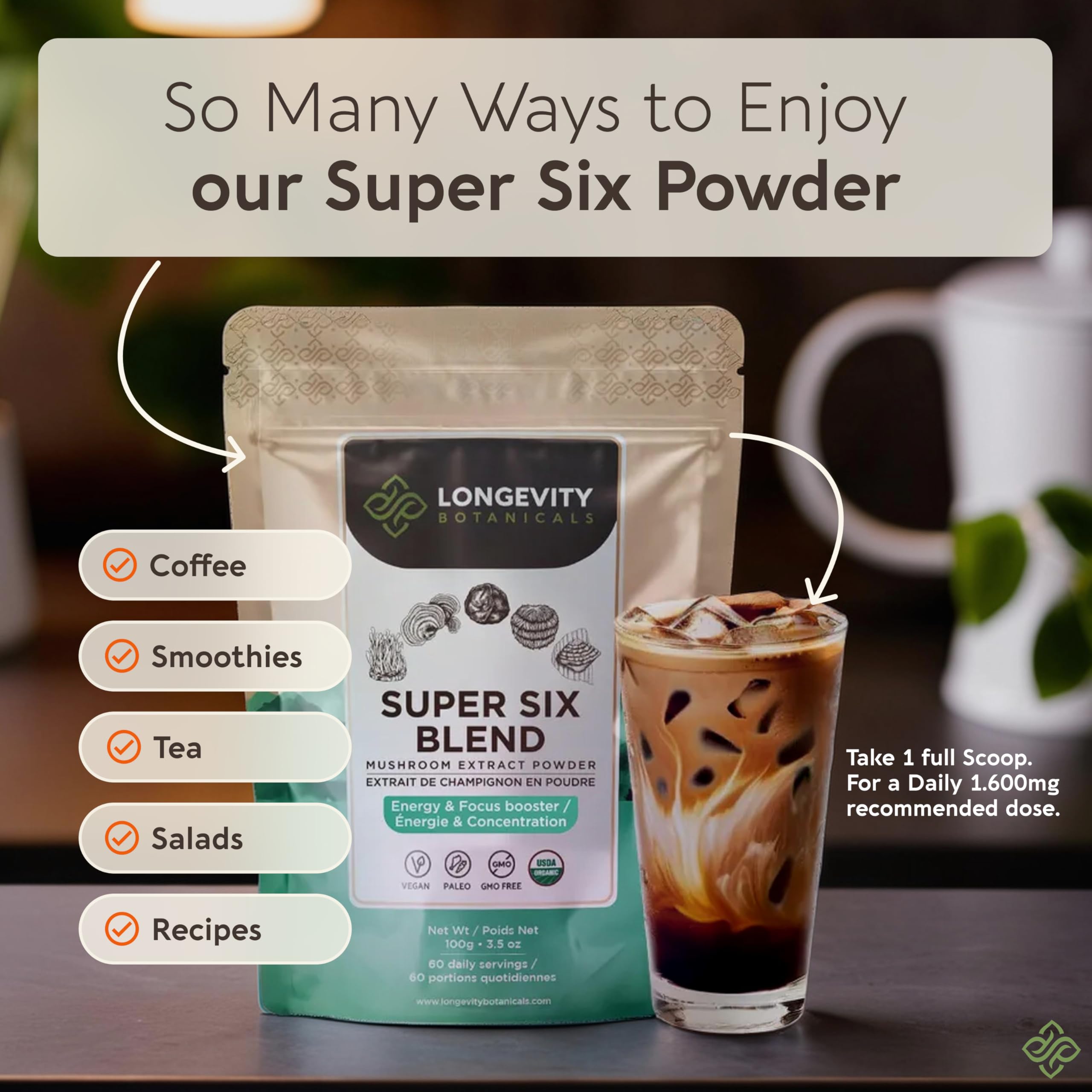 Emperor 4 extract powder used in Longevity Botanicals mushroom blend