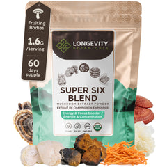Reishi mushroom - Longevity Botanicals Super Six Organic Mushroom Blend 100g