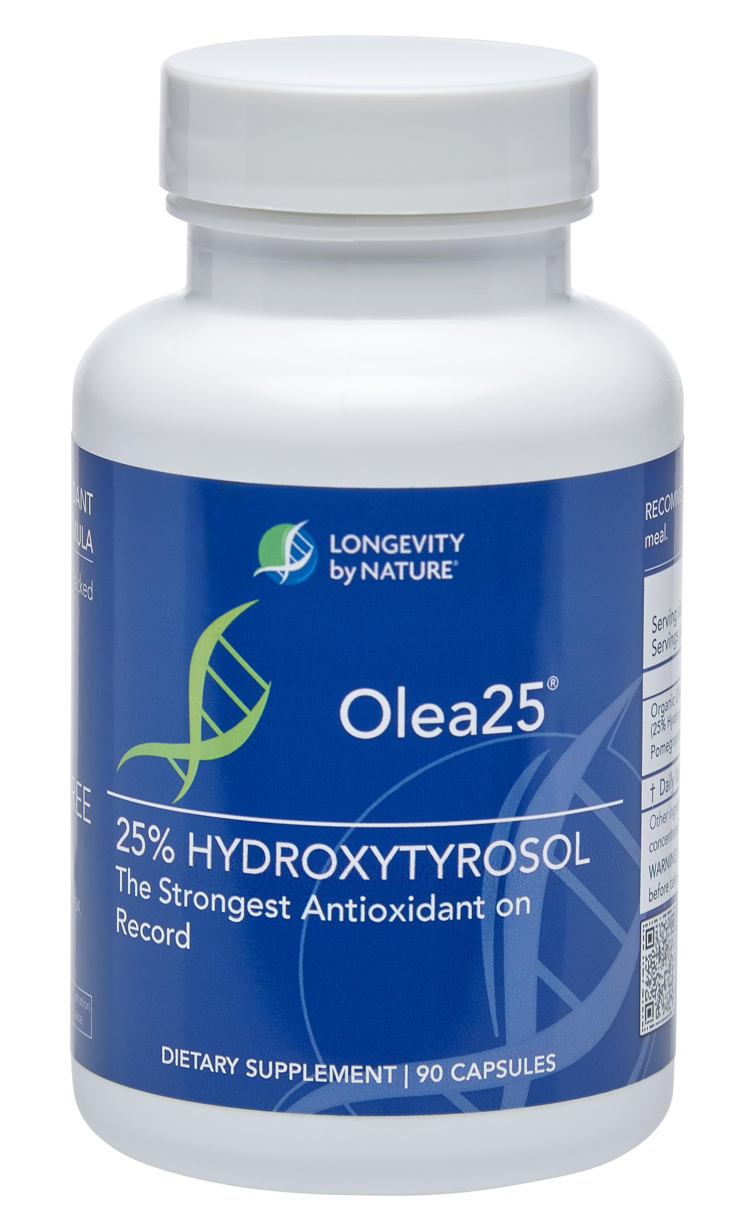 Longevity by Nature Hydroxytyrosol Olive Leaf Extract Capsules bottle label