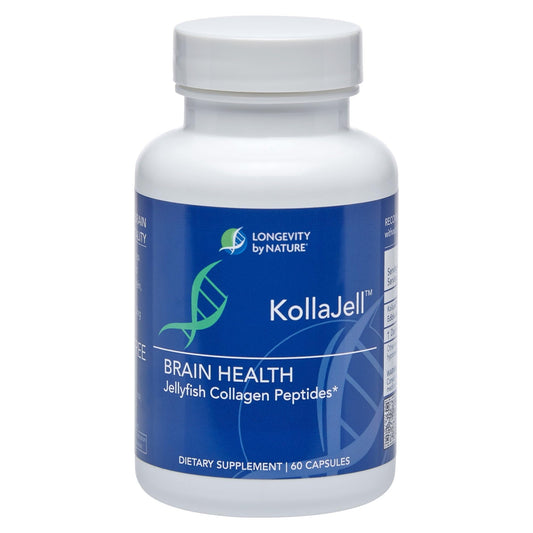 Longevity by Nature KollaJell brain supplement bottle with 60 capsules