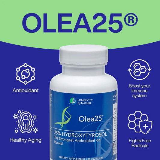 Close-up of Longevity by Nature olive leaf extract capsules