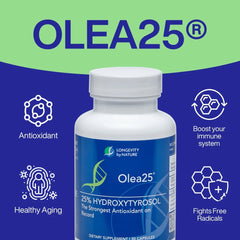 Close-up of Longevity by Nature olive leaf extract capsules