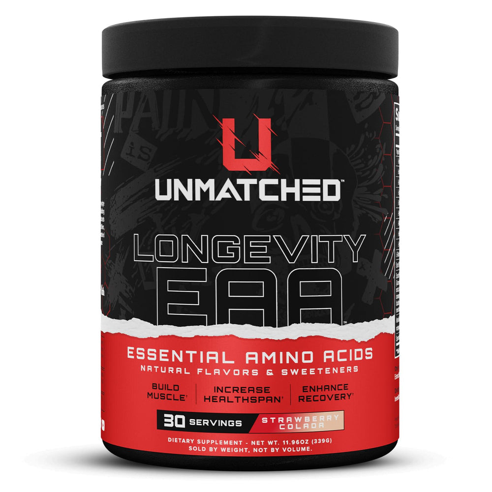 Longevity EAA Strawberry Colada bottle label