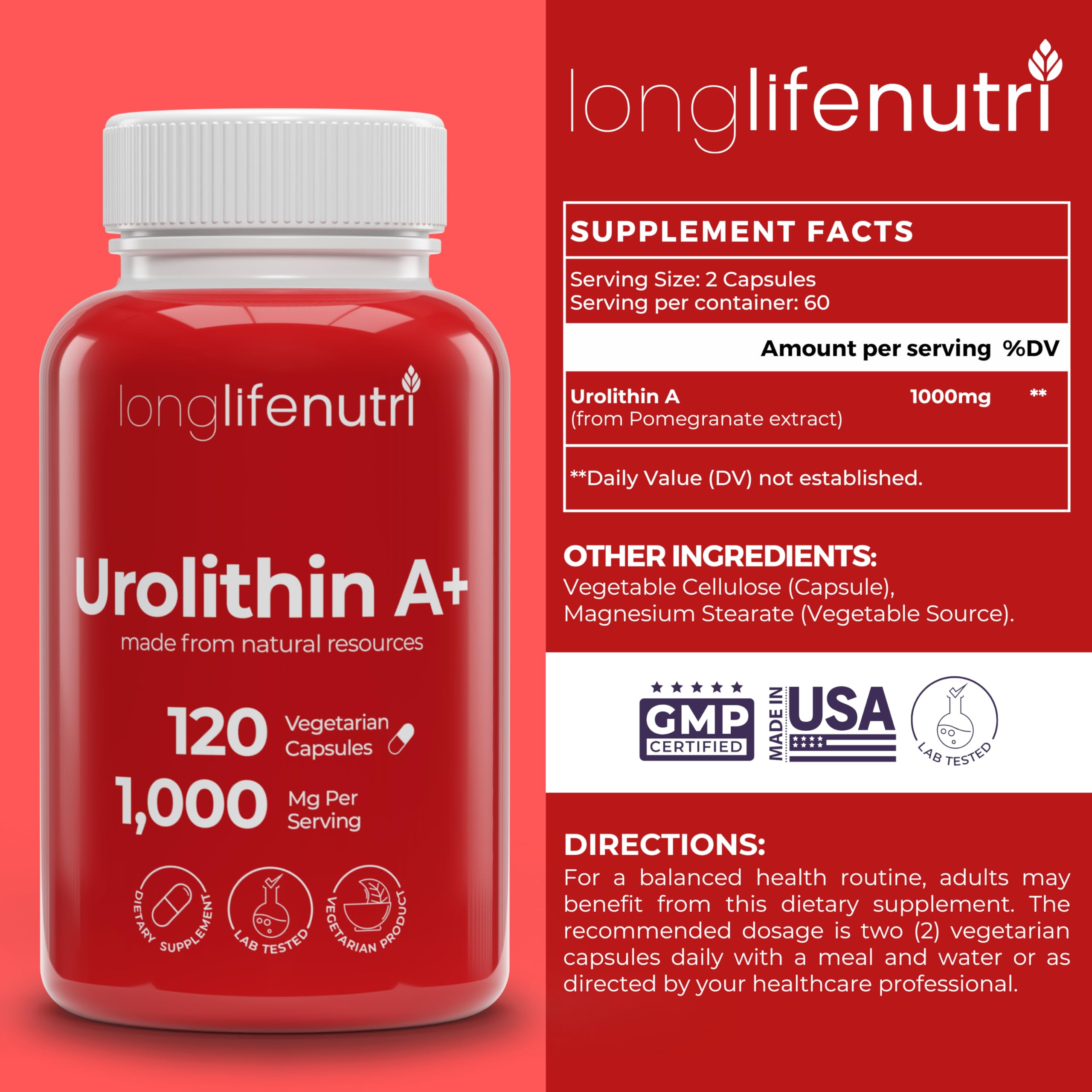 Organic pomegranate extract and ingredients of Urolithin A+