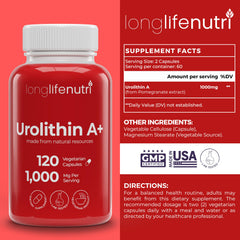 Organic pomegranate extract and ingredients of Urolithin A+