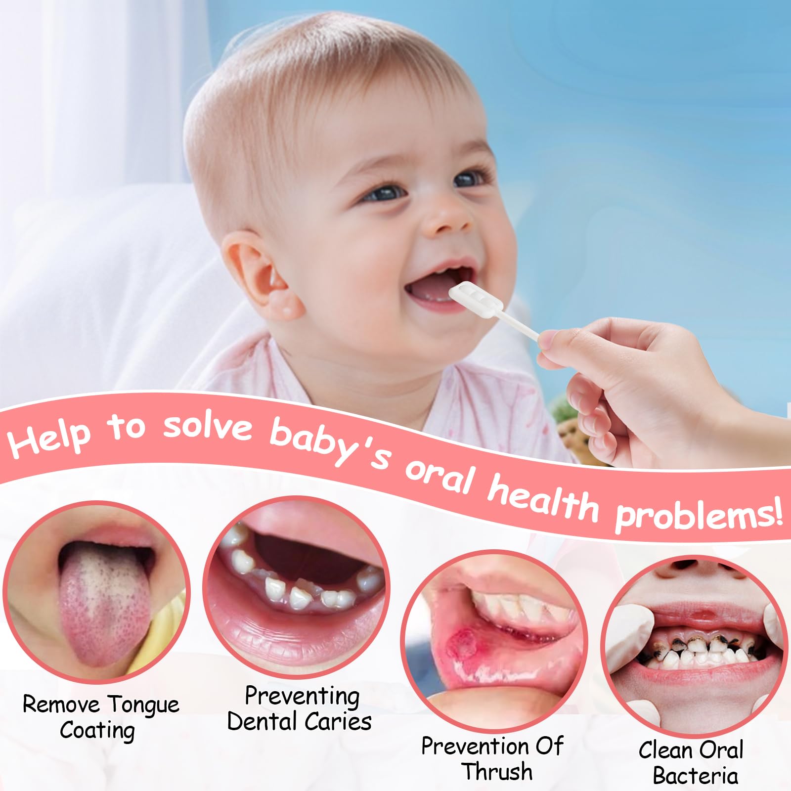 Soft brush head designed for gentle infant mouth cleaning