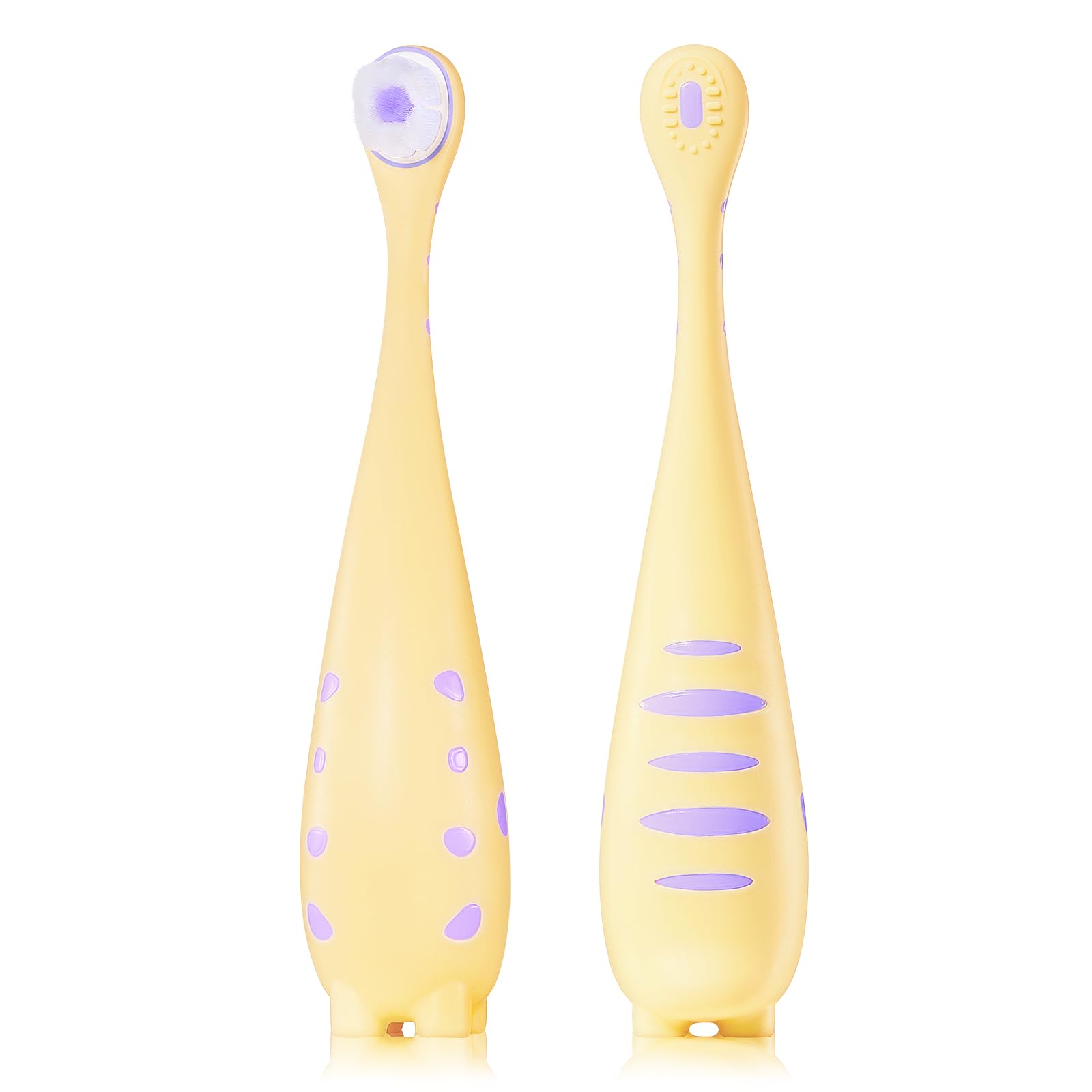 Lonlown toddler toothbrush 1-3 front view with dinosaur design