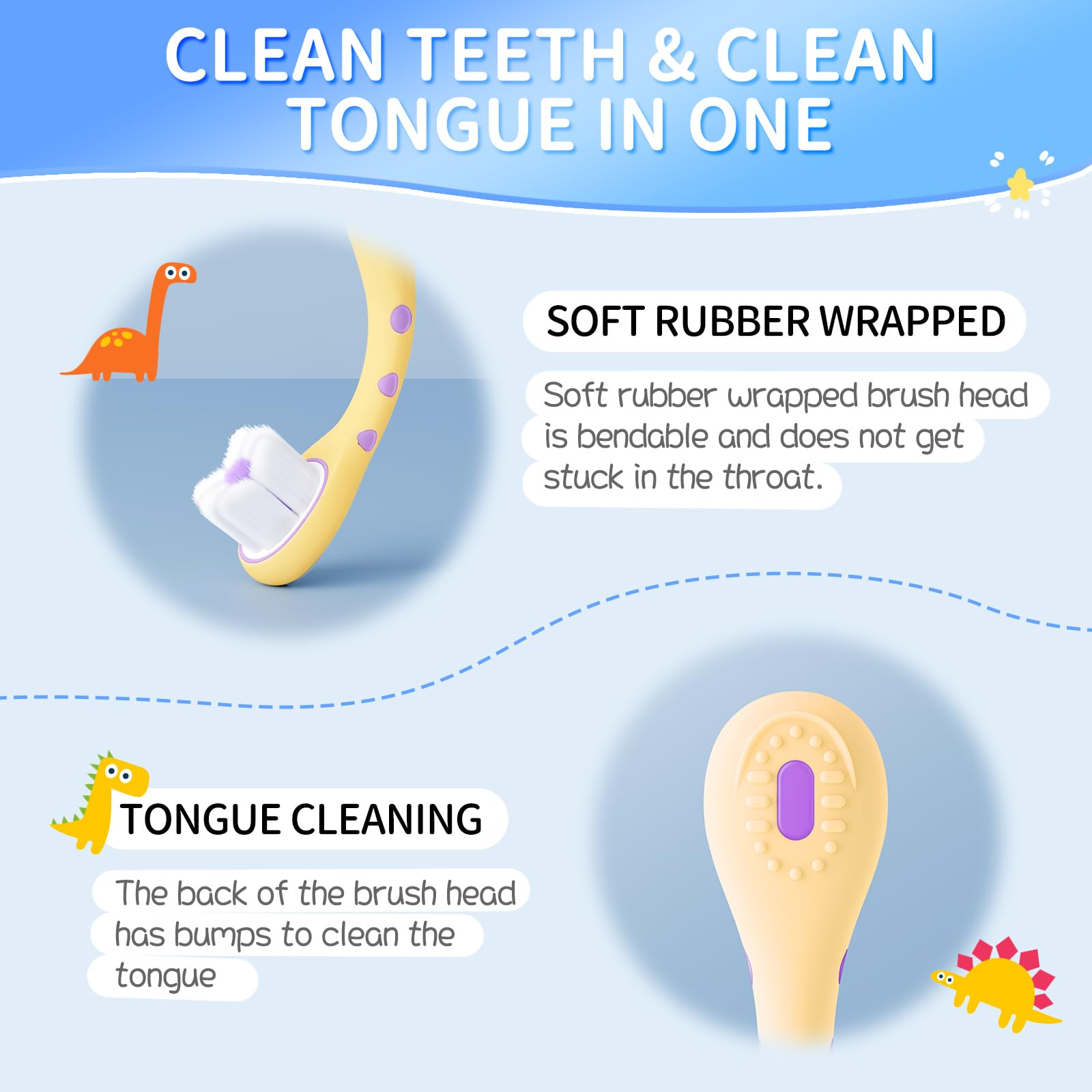 Two-pack dinosaur toothbrushes in packaging