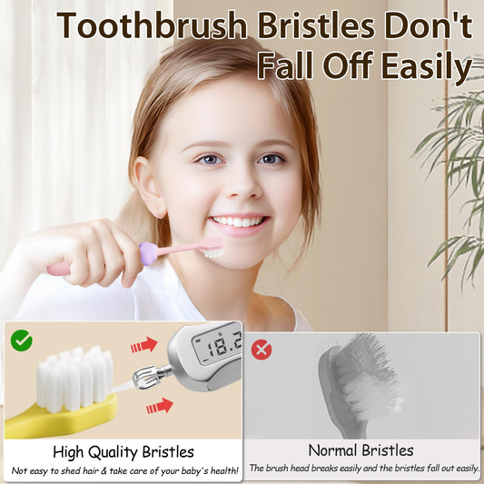 Close-up of ultra-soft nylon bristles on Lonlown kid toothbrush