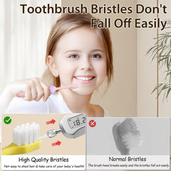 Close-up of ultra-soft nylon bristles on Lonlown kid toothbrush