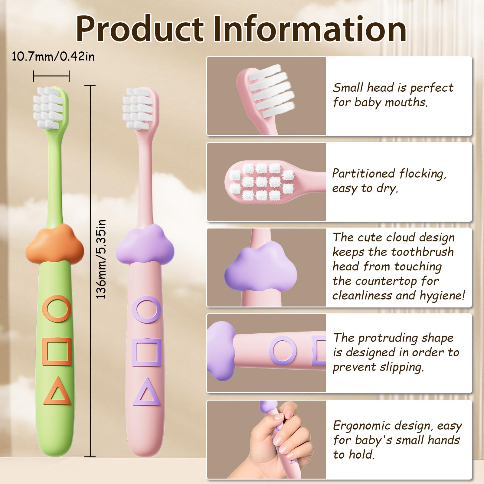 Durable tufted bristles designed to remove plaque gently