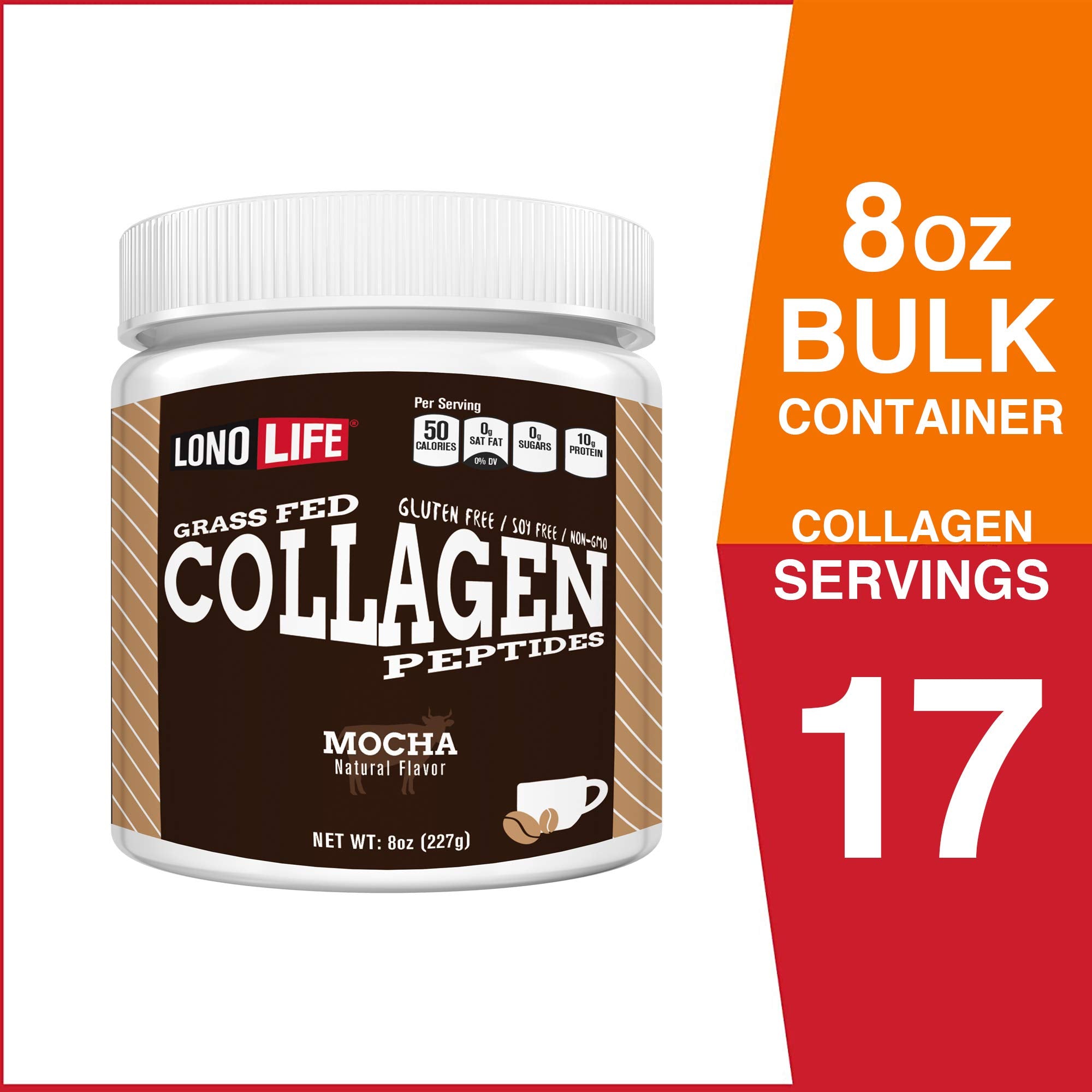 Prepared beverage with Mocha collagen peptides mixed in a glass