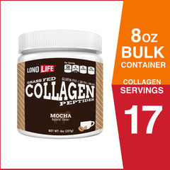 Prepared beverage with Mocha collagen peptides mixed in a glass