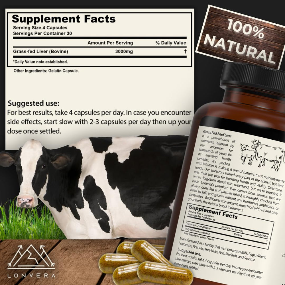 Lonvera capsules pouring from bottle for easy daily intake.