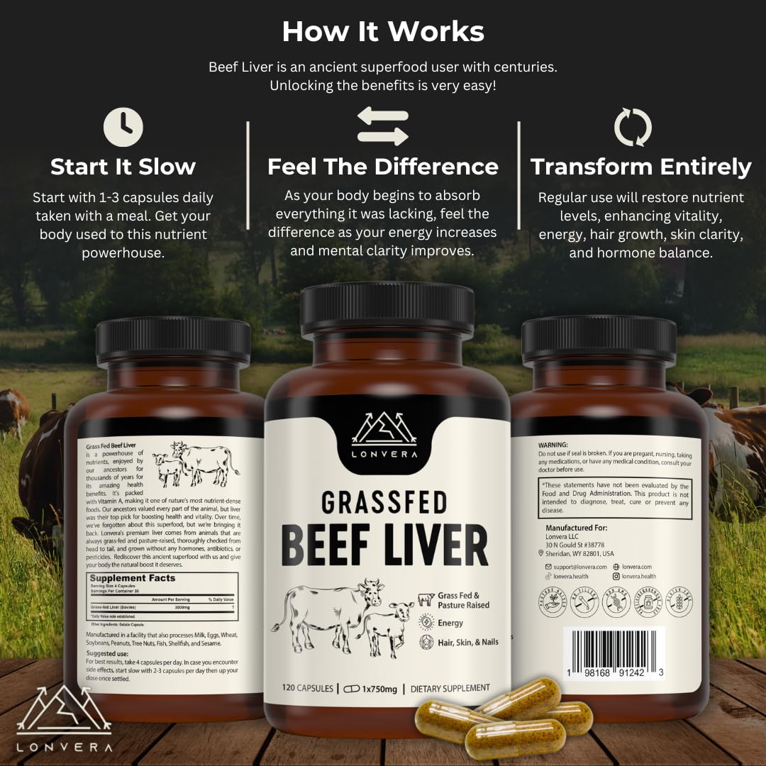 Two freeze-dried beef liver capsules on white background