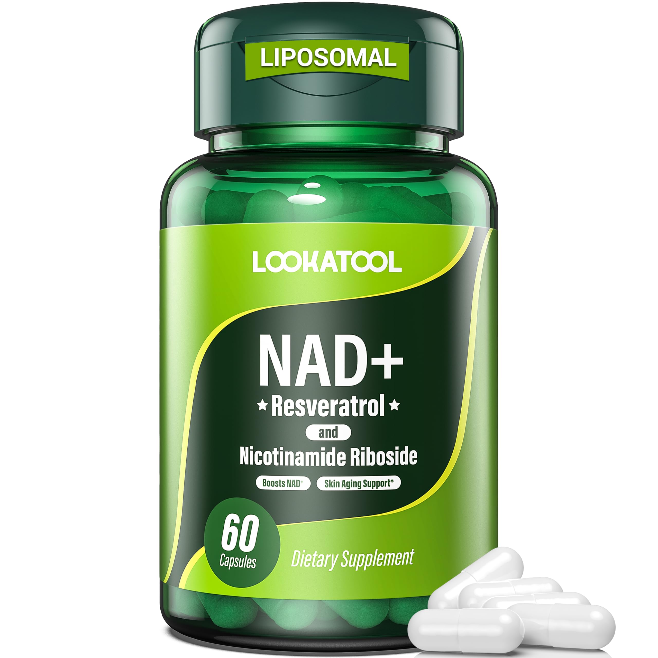 Lookatool NAD+ Resveratrol Liposomal Supplement packaging