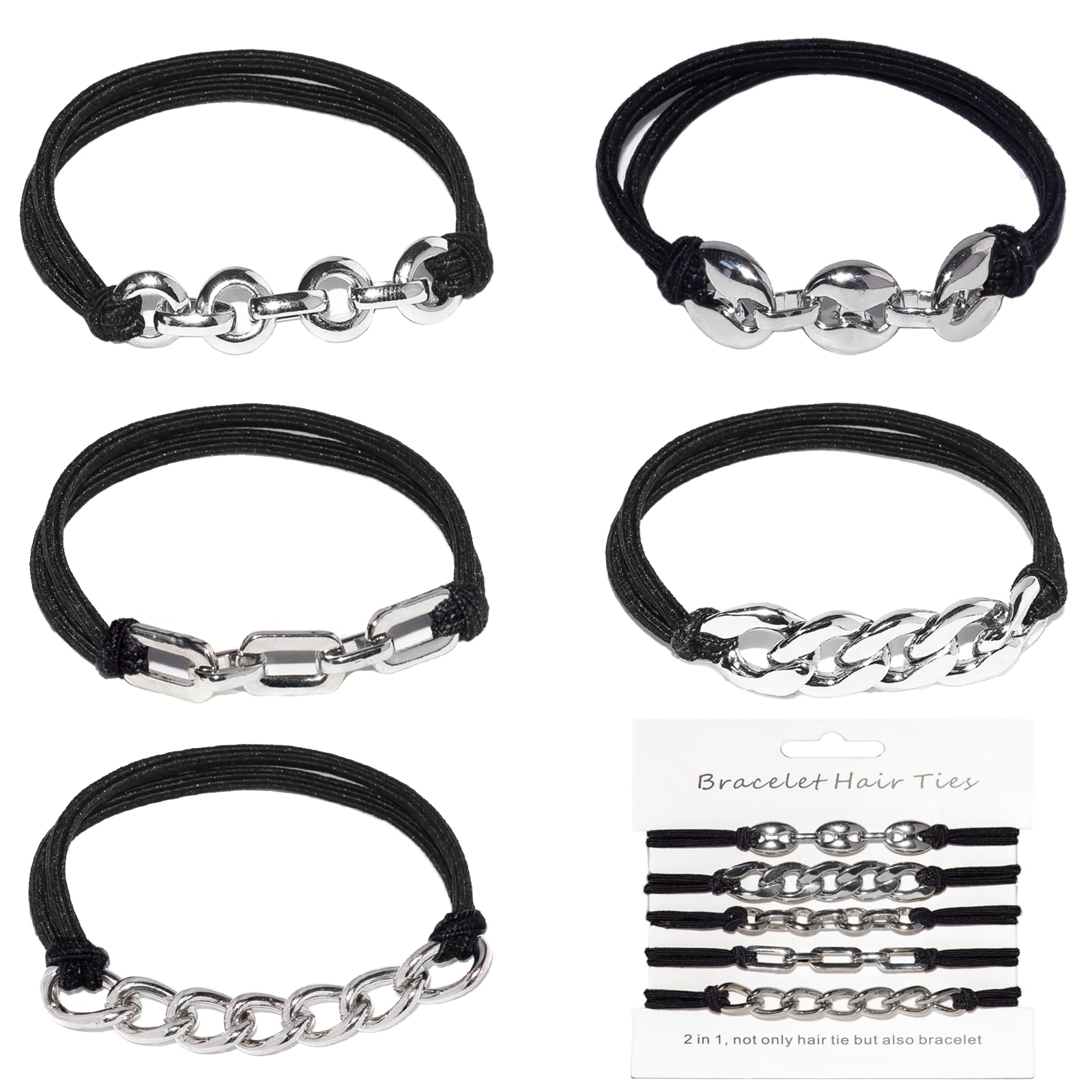 Loqpol gold bracelet hair ties pack showing versatile accessories for secure, stylish hairstyles.