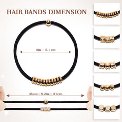Loqpol gold wearable ponytail holder on wrist showing two-in-one design.