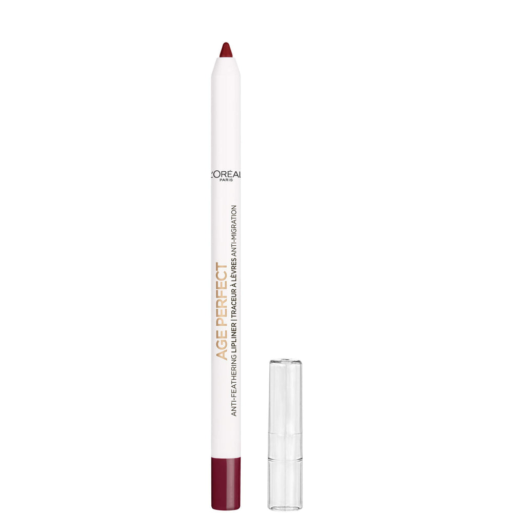 L'Oreal Paris Age Perfect Anti-Feathering Lip Liner Rich Cranberry with a soft tip for precise, smooth definition.