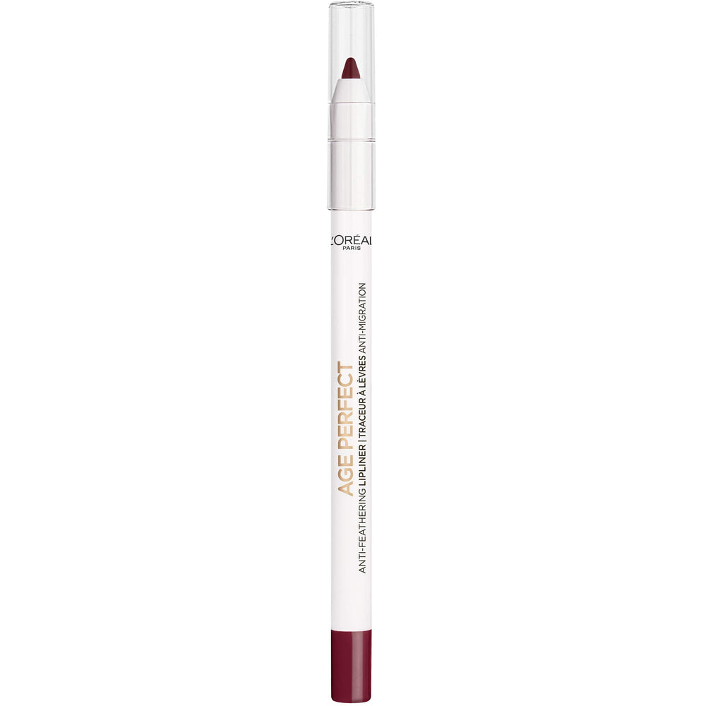 L'Oreal Paris Age Perfect Anti-Feathering Lip Liner demonstrates transfer-free wear for longer-lasting color.