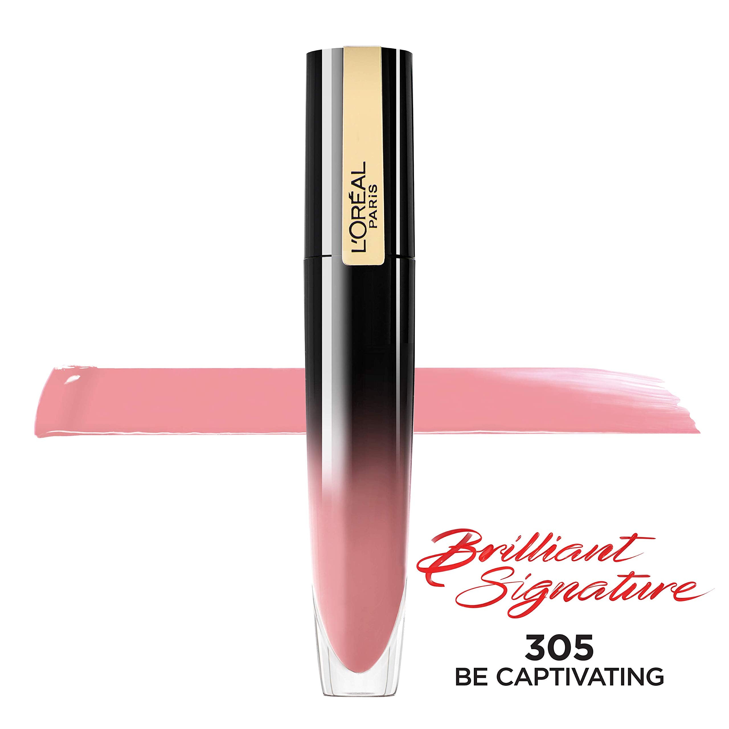 L’Oréal Paris Brilliant Signature lip stain in red for bold, statement color.