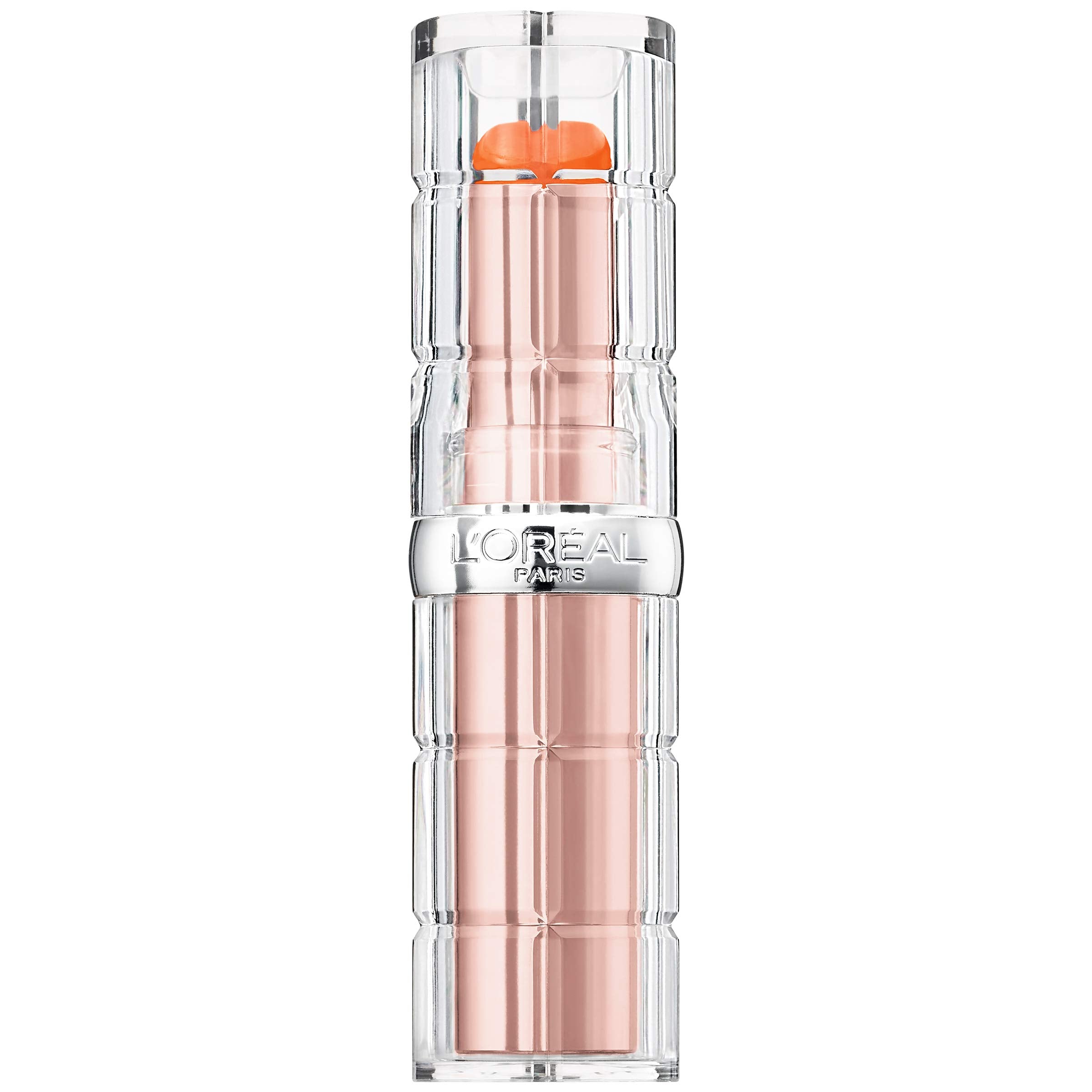 Close-up lips with glossy finish from L'Oreal Paris Colour Riche Plump and Shine Nectarine Plump