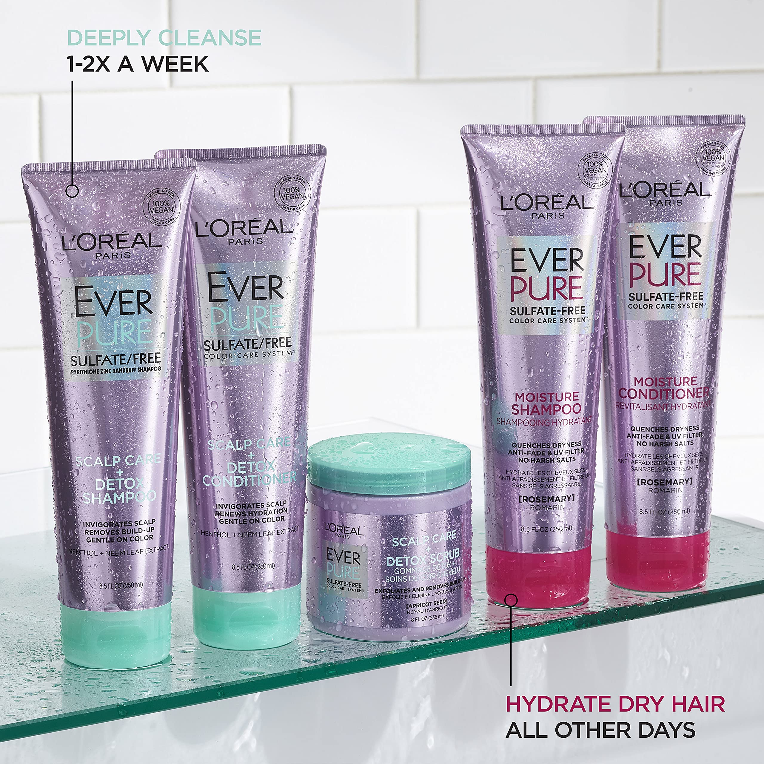 L'Oreal Paris EverPure sulfate-free packaging highlighting clean formula
