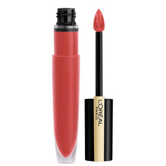 L'Oreal Paris Rouge Signature Adored close up with long lasting color payoff.