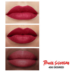L’Oréal Paris Rouge Signature Matte Lip Stain on lips with bold, long-wear color.