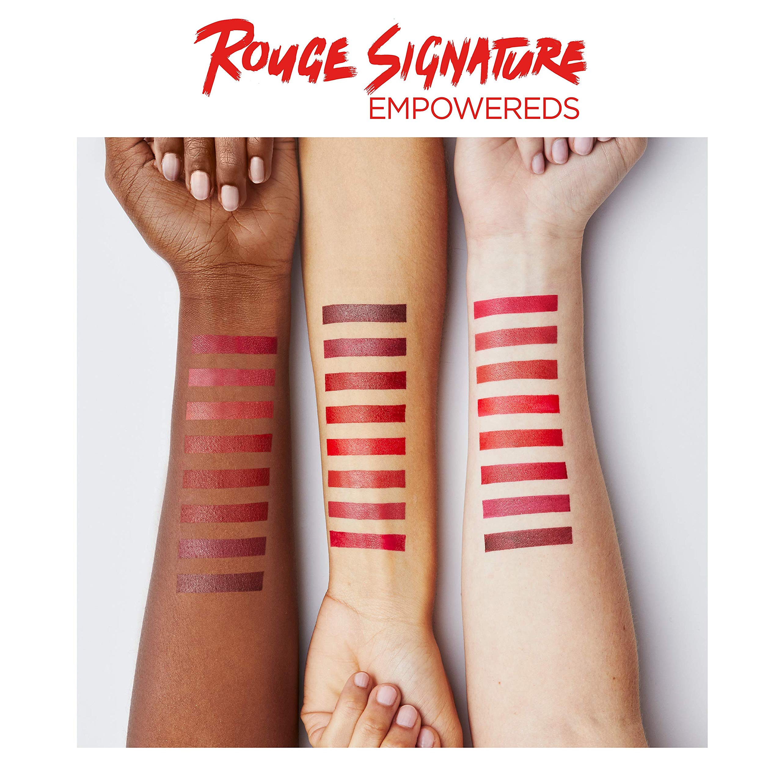L’Oréal Paris Rouge Signature Matte Lip Stain shade range from reds to nudes and plums.