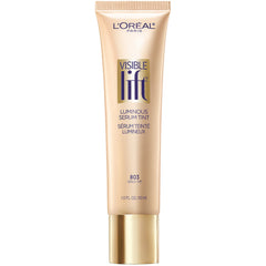 L'Oreal Paris Visible Lift Serum Tint Gold bottle highlights hydrating glow for smooth skin.