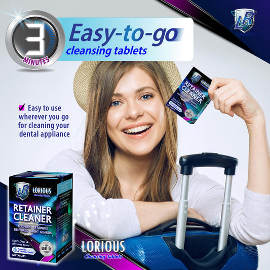 Tablet dissolving in water for dental appliance cleaning