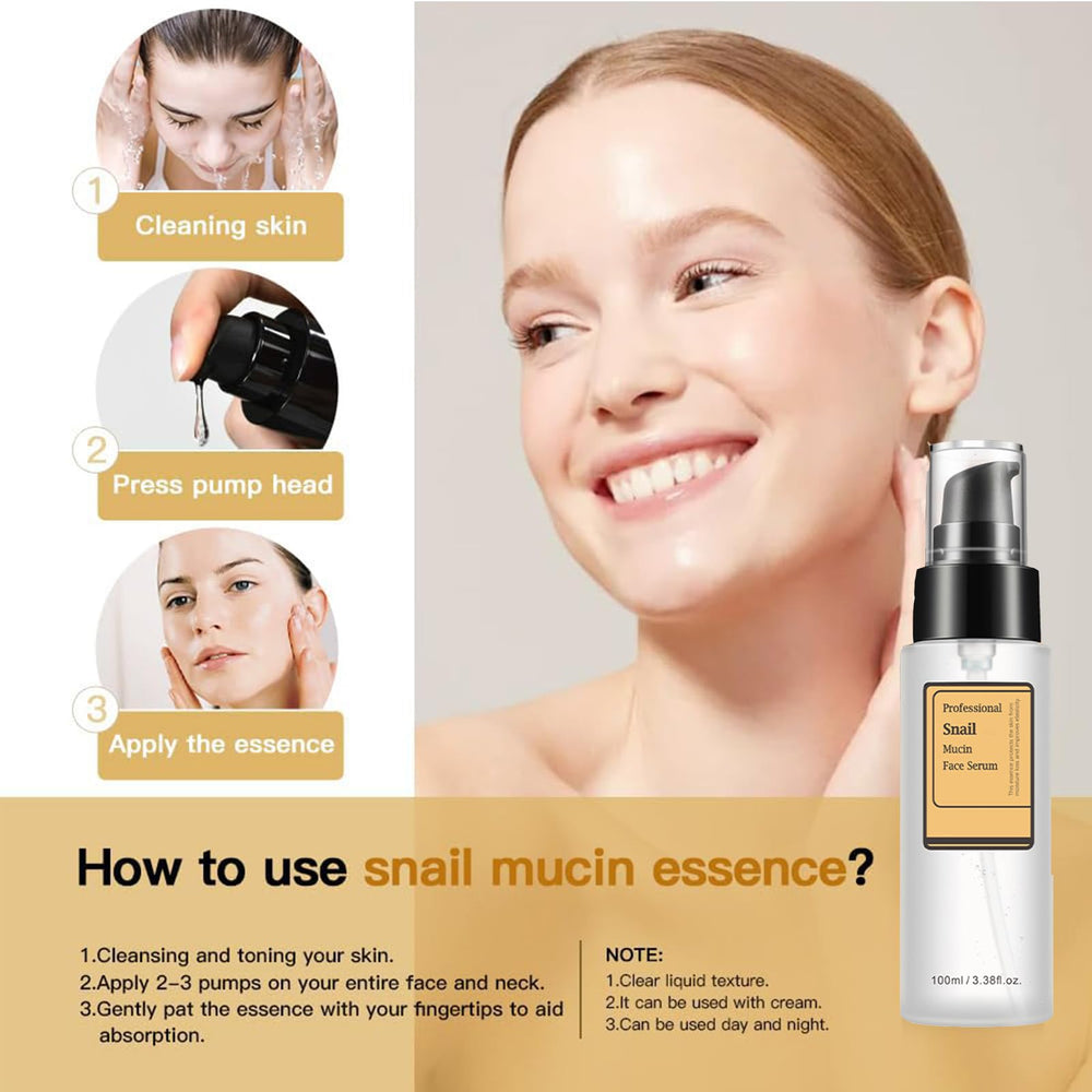 Close-up of Loske Snail Mucin Serum ingredients highlighting hyaluronic acid.