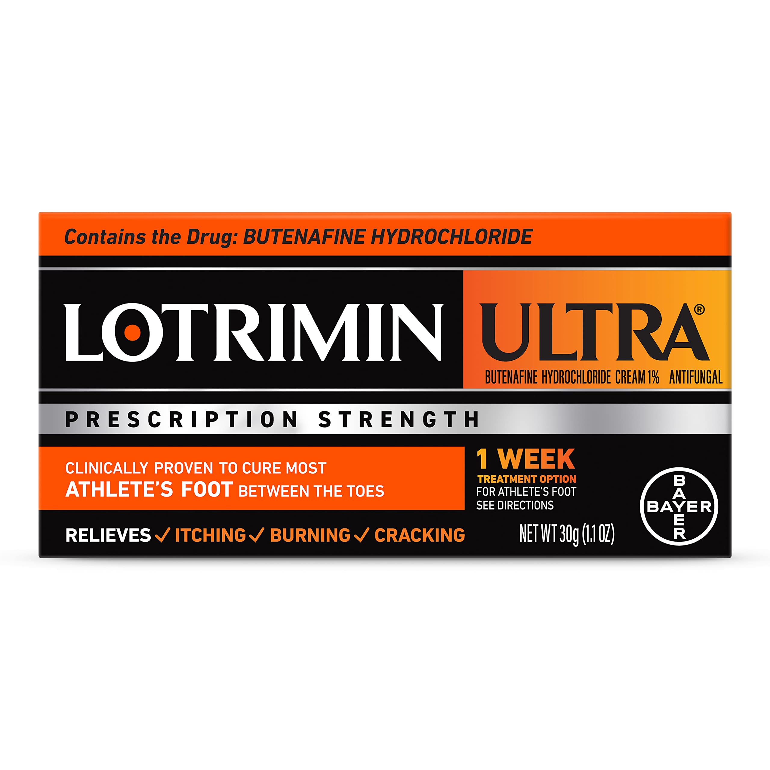 Lotrimin Ultra tube cream for quick athlete's foot relief on the toes.