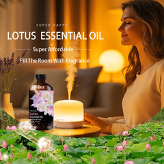 Lotus Essential Oil being used in an aromatherapy diffuser