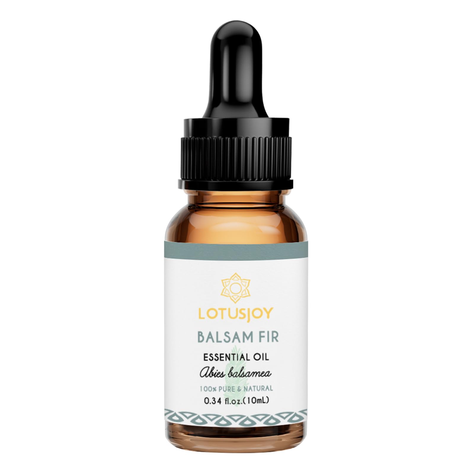 Close-up of amber glass bottle of balsam fir essential oil by LotusJoy