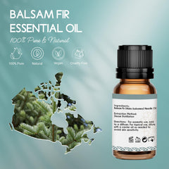 Balsam fir essential oil diffuser setup shown with LotusJoy bottle