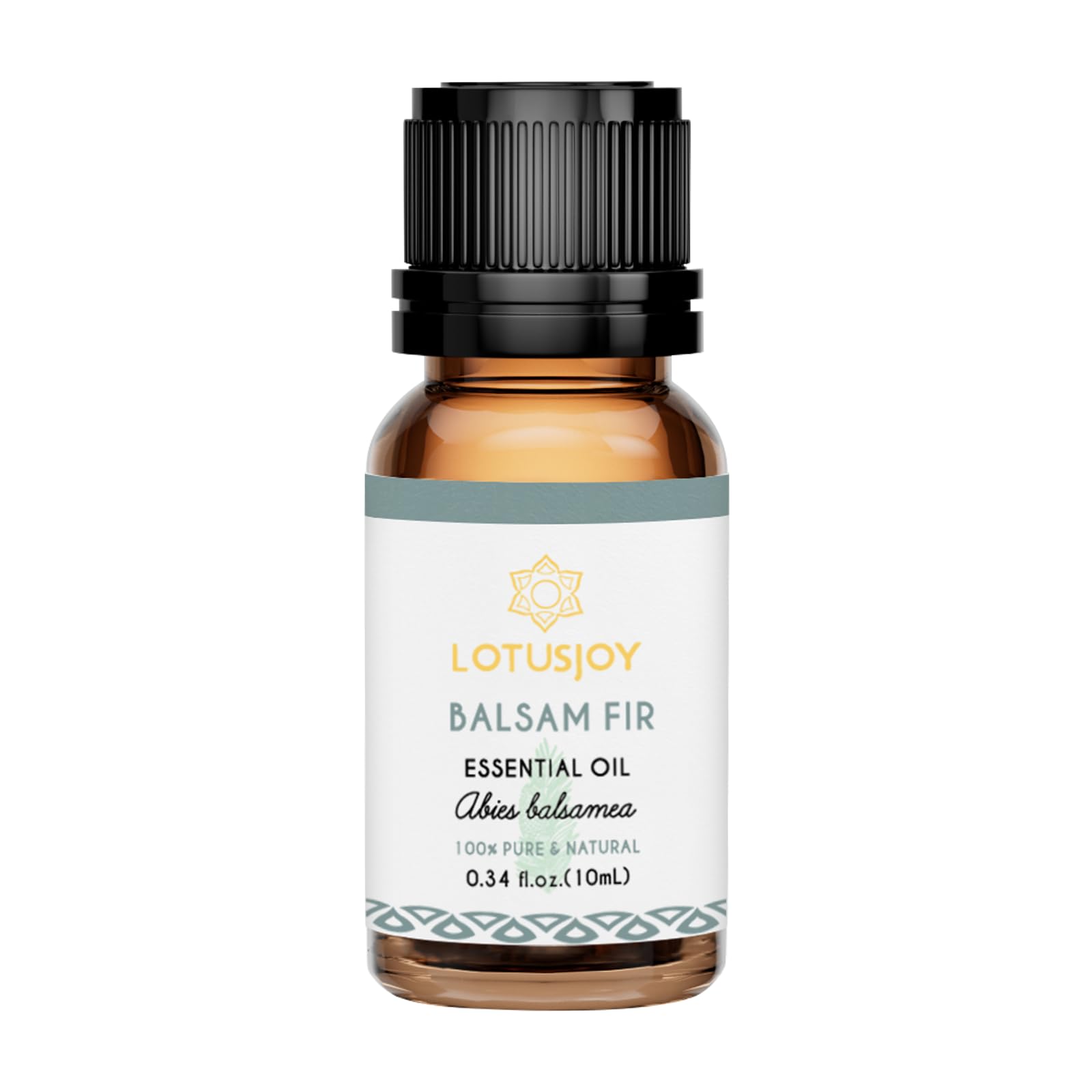 LotusJoy essential oil bottle on neutral background