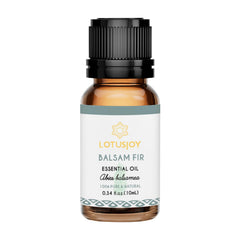 LotusJoy essential oil bottle on neutral background