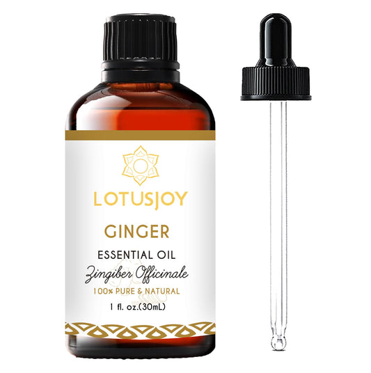LOTUSJOY Ginger Essential Oil 1oz amber glass bottle