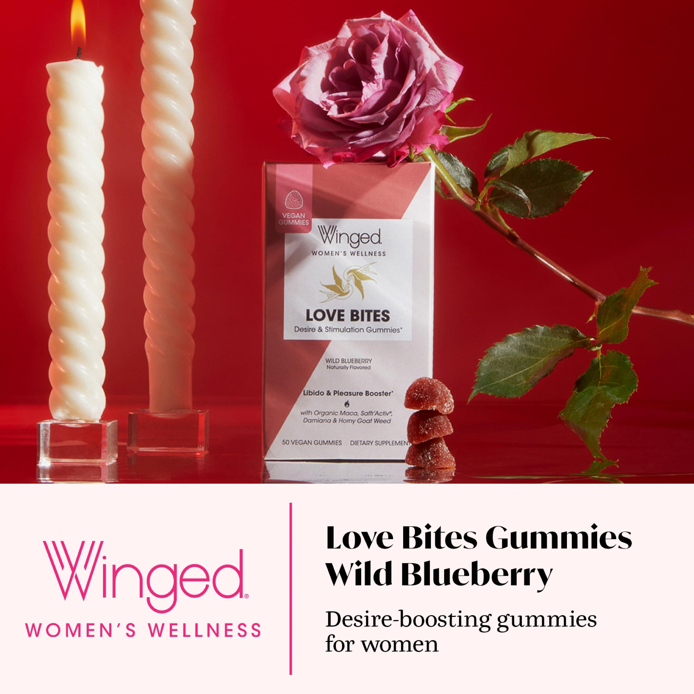 Love Bites packaging and bottle display