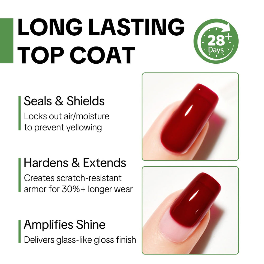Love Easy Top Coat close-up showing even, bubble-free nail application stroke.