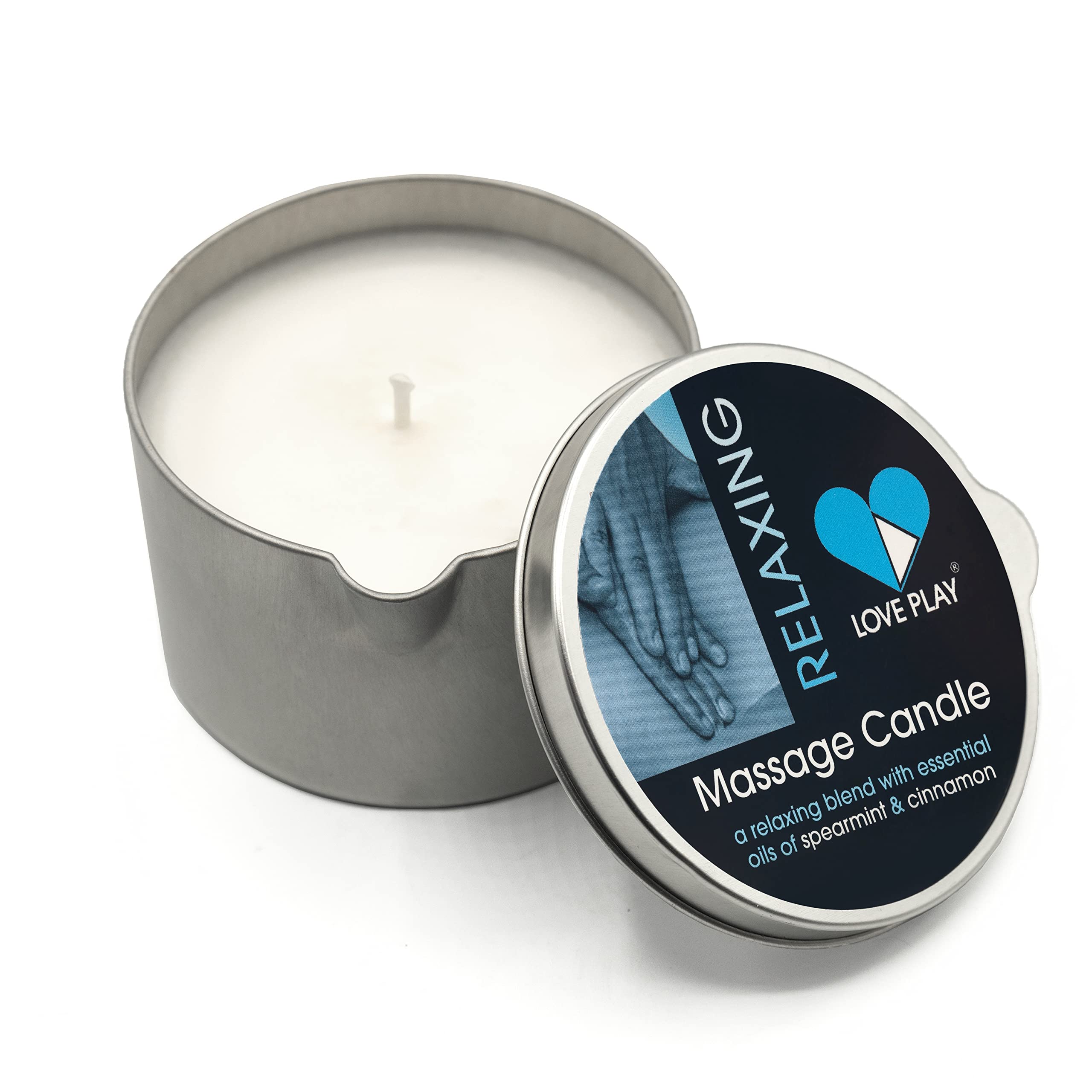 Packaging and label of LOVE PLAY Massage Oil Candle