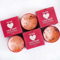 Love Spell scented candle trio with rose petals and crystals - 3 x 5oz