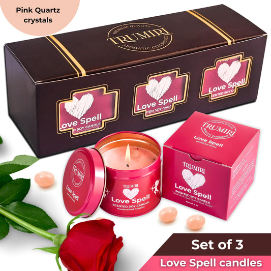 Close-up of rose petals in Love Spell candle