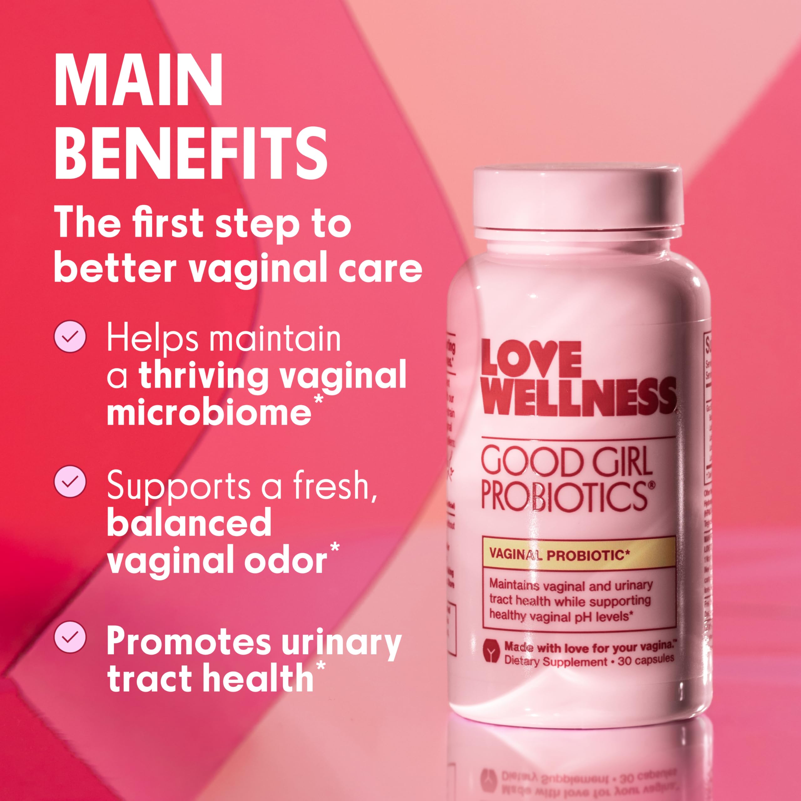 Love Wellness Good Girl Probiotics capsule for daily vaginal health support.