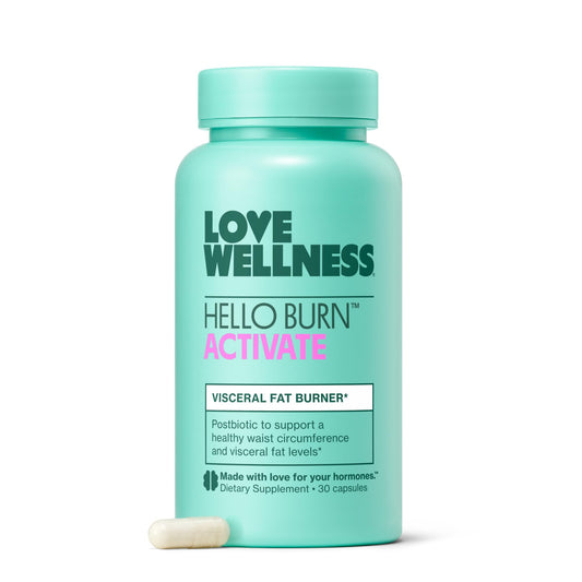 Love Wellness Hello Burn Activate bottle front view
